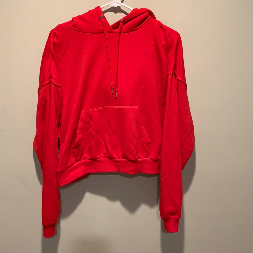 Red cropped hoodie